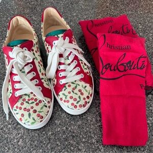 Christian Louboutin Calfskin Patent Cherry Seava Sneakers - 36 🍒